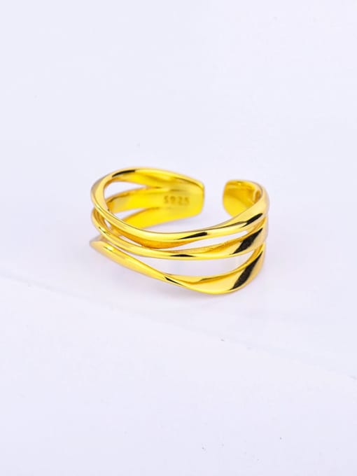 Rd0088 gold 925 Sterling Silver Geometric Minimalist Band Ring