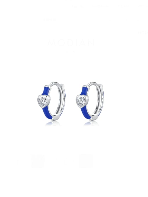 Klein blue ear buckle 925 Sterling Silver Cubic Zirconia Dainty Heart Ring And Earring Set