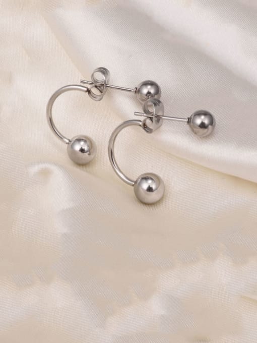 steel Titanium  Smooth Round Bead  Minimalist Stud Earring