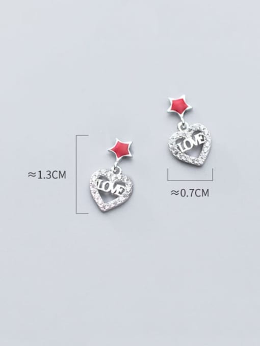Rosh 925 Sterling Silver Cubic Zirconia Heart Minimalist Stud Earring 3