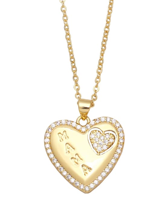 CC Brass Cubic Zirconia Letter Vintage Cross Heart Pendant Necklace