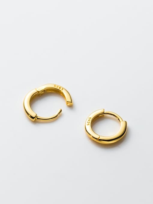 Gold 10MM 925 Sterling Silver Geometric Minimalist Huggie Earring
