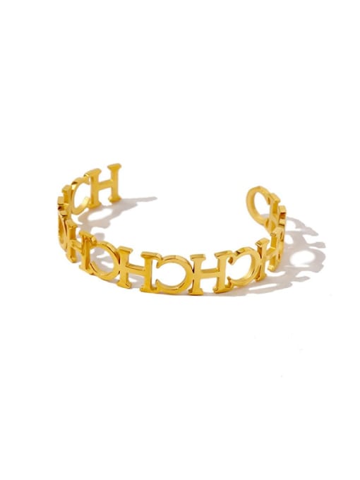 Gold (bracelet) Copper Letter CHC Minimalist Band Ring