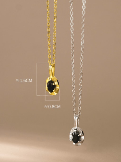 Rosh 925 Sterling Silver Obsidian Geometric Minimalist Necklace 4
