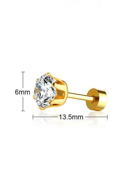 White Diamond (Single) Titanium Steel Cubic Zirconia Geometric Minimalist Stud Earring((Single-Only One)