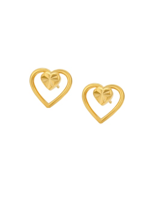 24K Gold Plated Alloy Hollow Heart Minimalist Stud Earring