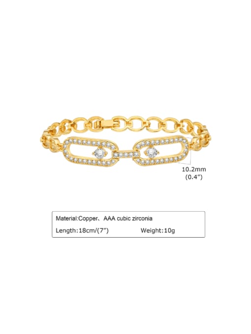 103G Brass Cubic Zirconia Geometric Hip Hop Link Bracelet
