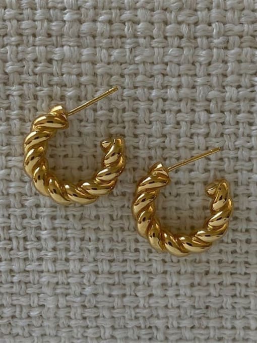 LI MUMU Brass Twist Geometric Ethnic Hoop Earring 2