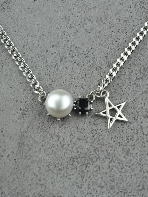 SHUI Vintage  Sterling Silver With Antique Silver Plated Simplistic Star Power Necklaces 3