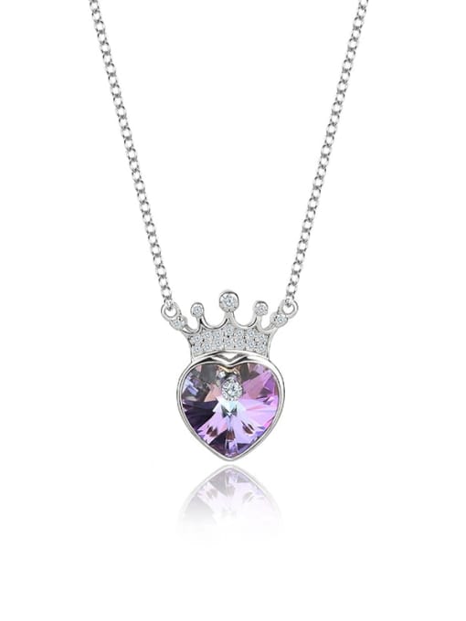 JYXZ 005 (gradual purple) 925 Sterling Silver Austrian Crystal Heart Classic Necklace