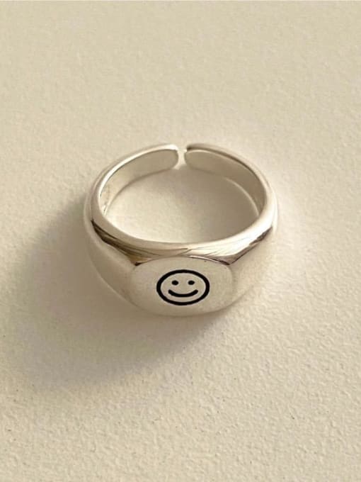 Boomer Cat 925 Sterling Silver Smiley Vintage Band Ring 2