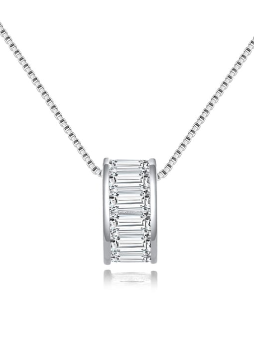 silvery 925 Sterling Silver Cubic Zirconia Geometric Minimalist Necklace