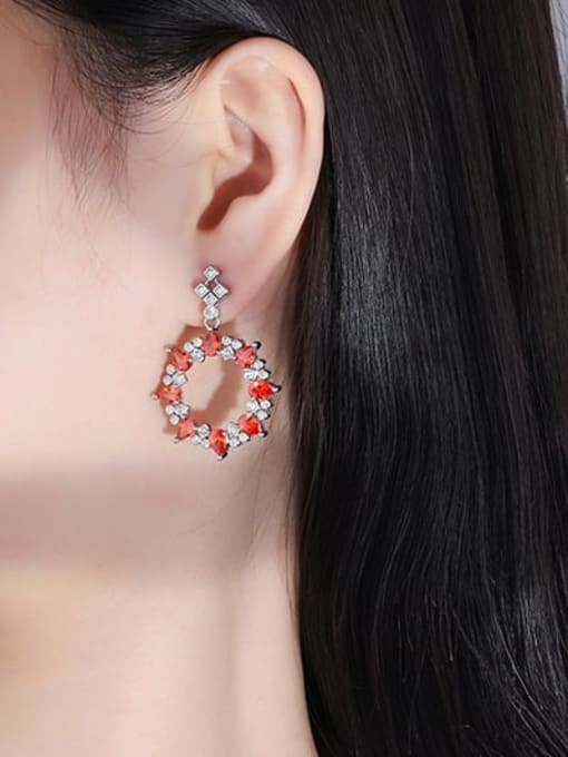 ROSS Brass Cubic Zirconia Geometric Luxury Cluster Earring 1