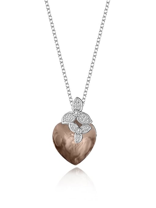 JYXZ 009 (coffee) 925 Sterling Silver Austrian Crystal Heart Dainty Necklace