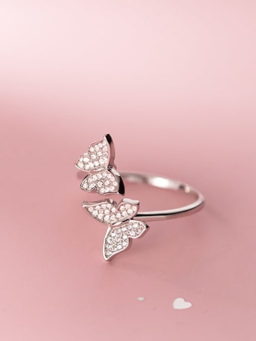 Rosh 925 Sterling Silver Cubic Zirconia Butterfly Dainty Band Ring 0