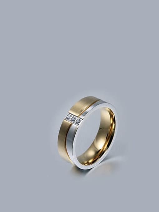 CONG Titanium Steel Cubic Zirconia Geometric Couple Ring 2