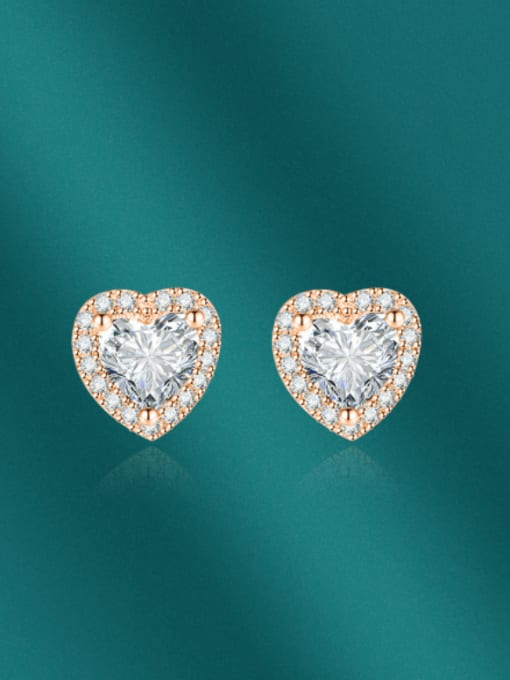 Rose Gold Brass Cubic Zirconia Heart Luxury Cluster Earring