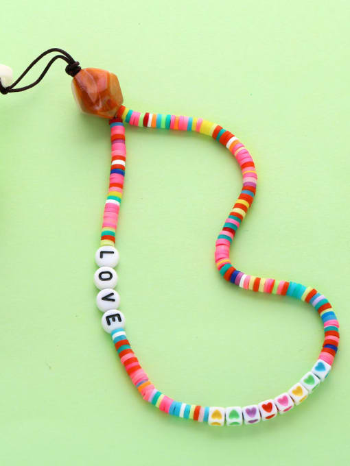 CC Polymer Clay Acrylic love letters LOVE beaded Minimalist Mobile Phone Accessories 3