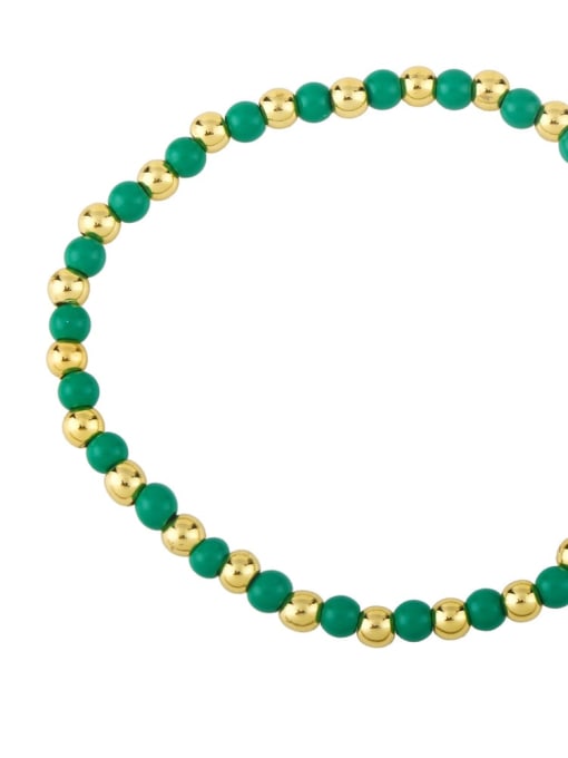 green Brass Round Bead Hip Hop Beaded Bracelet