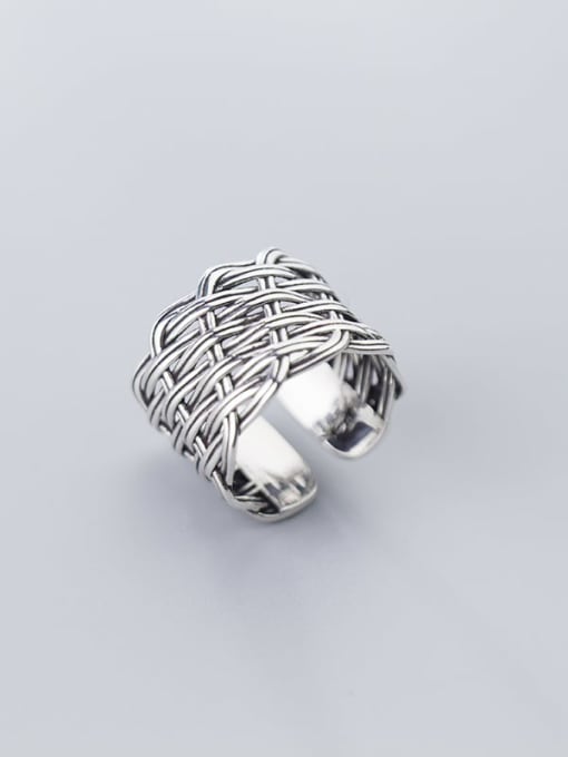 Rosh 925 Sterling Silver With Antique Silver Plated Vintage Irregular Free size Rings 0