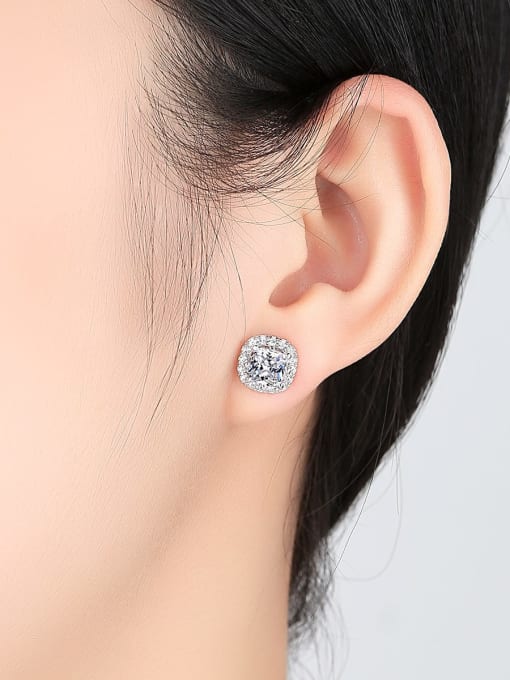 CCUI 925 Sterling Silver Cubic Zirconia  Geometric Minimalist Stud Earring 1