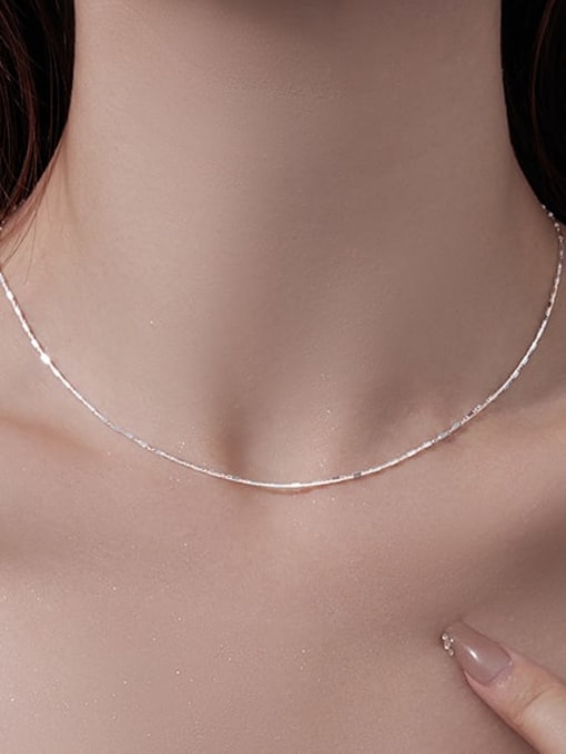 BeiFei Minimalism Silver 925 Sterling Silver Irregular Minimalist Chain Necklace 1