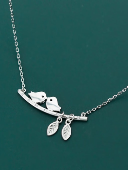 Rosh 925 Sterling Silver Cute twig bird Necklace 1