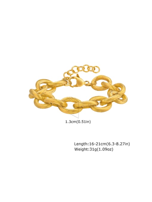 golden Stainless steel Geometric Hip Hop Flower Round CrossChain Link Bracelet