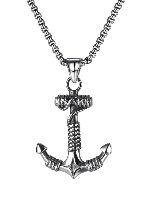 1896 single Pendant Titanium Steel Anchor Hip Hop Necklace