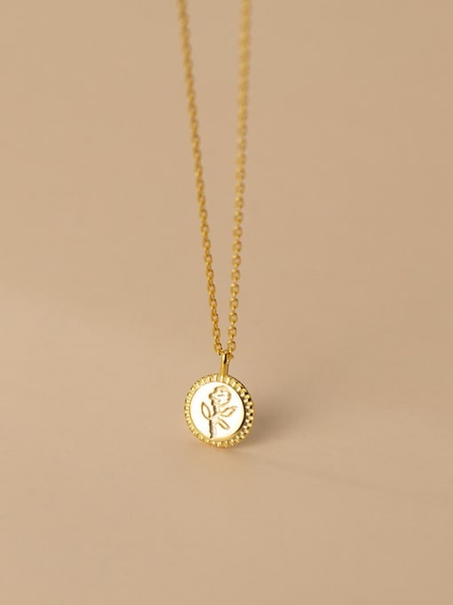 gold 925 Sterling Silver Flower Minimalist Necklace