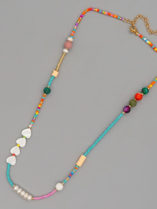 FG N210002C Miyuki Millet Bead Multi Color Heart Bohemia Handmade Beaded Necklace