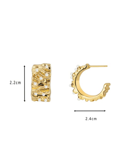 CHARME Brass Imitation Pearl Geometric Vintage Stud Earring 2