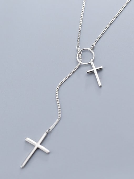 Rosh 925 Sterling Silver Smooth Cross Minimalist Regligious Necklace 2