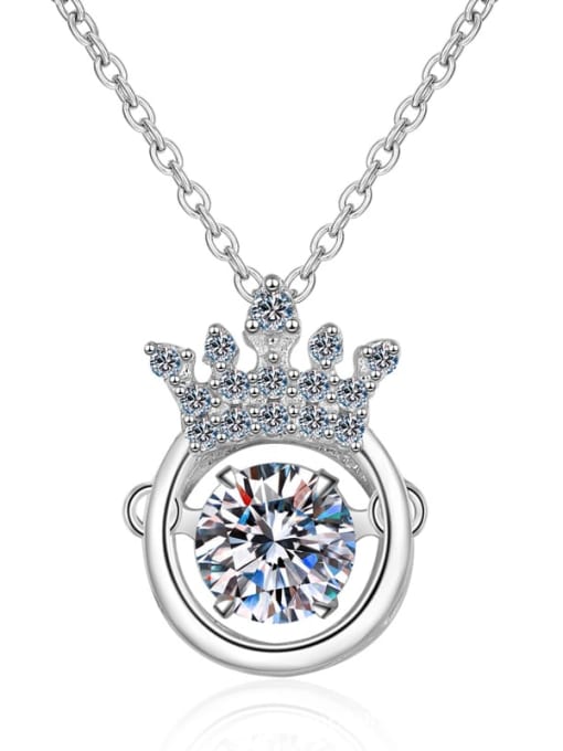 MOISS Sterling Silver 0.5 CT Moissanite Crown Dainty  Pendant Necklace 2