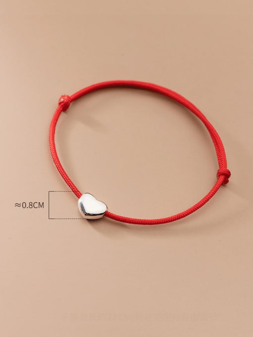 Rosh 925 Sterling Silver Heart Minimalist Adjustable Red Rope Bracelet 1