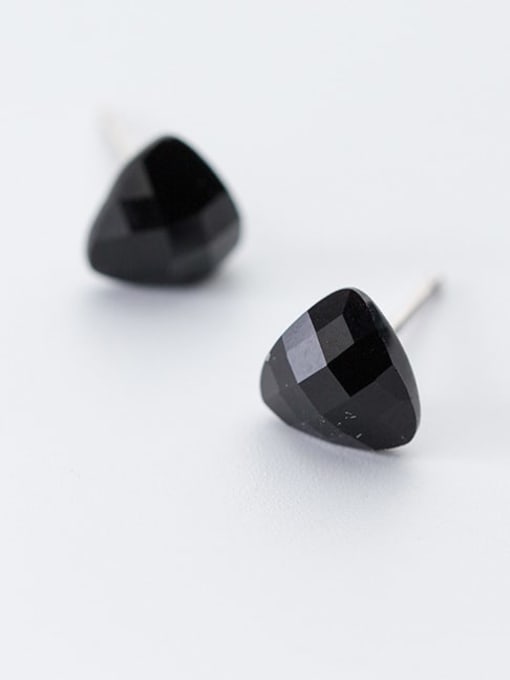 Rosh 925 Sterling Silver Cubic Zirconia Black Geometric Minimalist Stud Earring 1