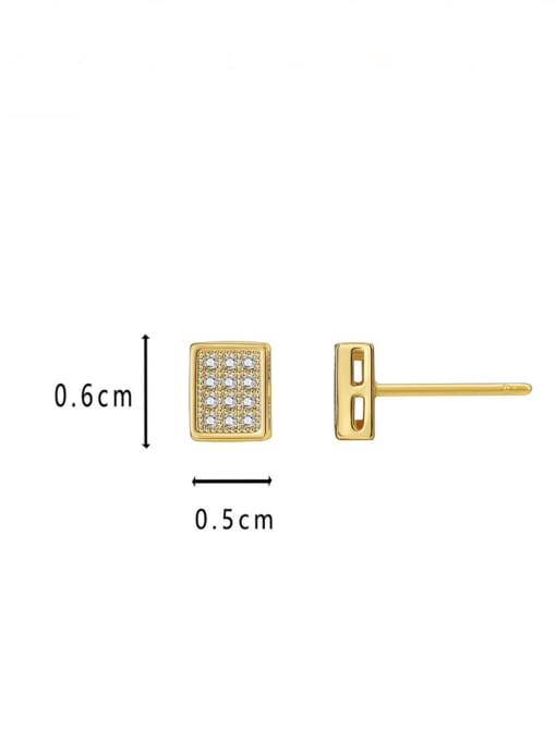 CHARME Brass Cubic Zirconia Square Minimalist Stud Earring 1