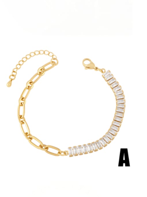 CC Brass Cubic Zirconia Geometric Minimalist Link Bracelet 0
