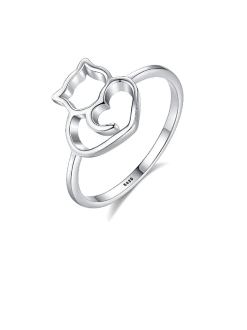 CCUI 925 Sterling Silver Hollow Cat Minimalist Band Ring 0