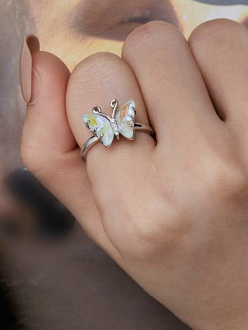 Jare 925 Sterling Silver Resin Butterfly Cute Band Ring 1