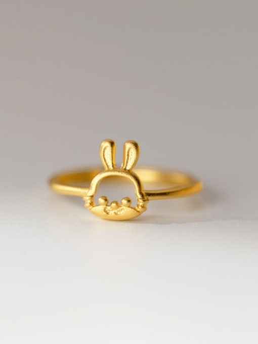 Rosh 925 Sterling Silver Rabbit Cute Band Ring 0