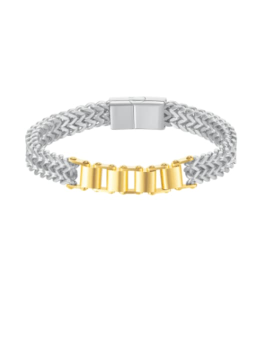 1196 steel+gold Titanium Steel Geometric Hip Hop Bracelet