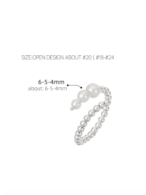 BeiFei Minimalism Silver 925 Sterling Silver Imitation Pearl Geometric Minimalist Stackable Ring 2