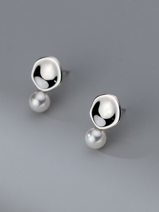 silver 925 Sterling Silver Geometric Minimalist Drop Earring