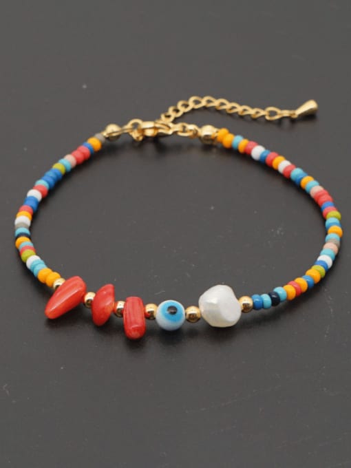 ZZ A200005B Stainless steel  Irregular Bohemia  Bead Multi Color Anklet