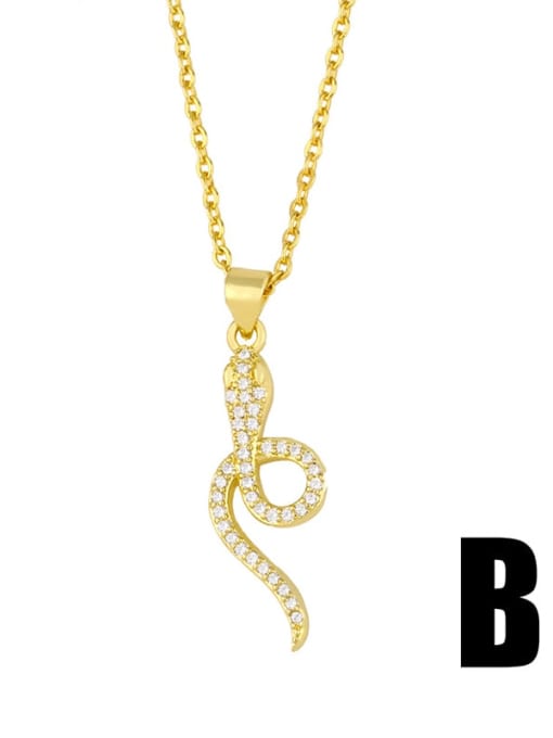 B gold+white Brass Cubic Zirconia Snake Ethnic Necklace