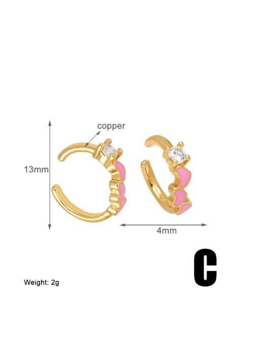 CC Brass Enamel Heart Minimalist Clip Earring 2