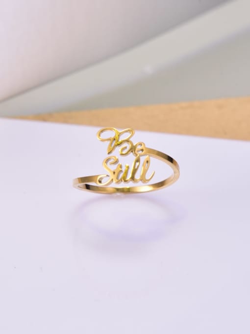 18K gold Titanium Steel Letter Minimalist Band Ring