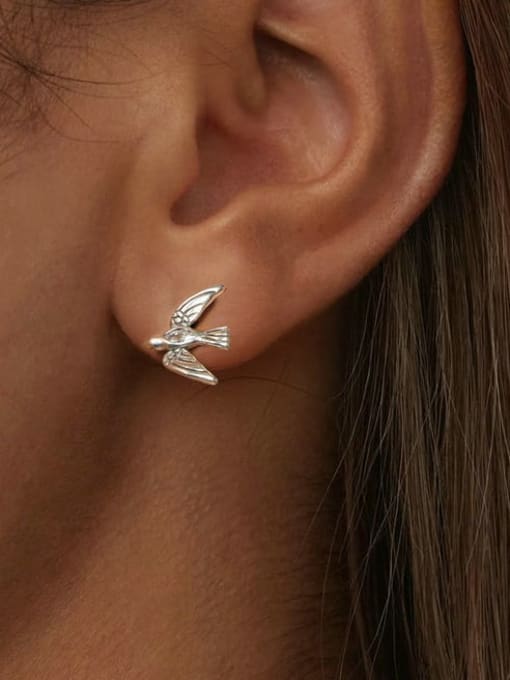 Jare 925 Sterling Silver Cubic Zirconia Bird Dainty Stud Earring 1