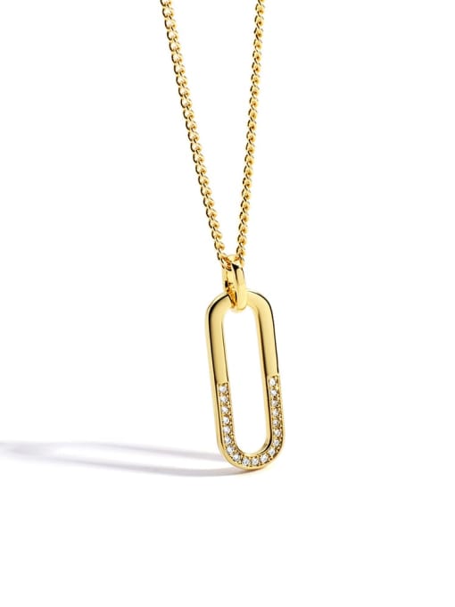 gold Brass Rhinestone Geometric Minimalist Necklace
